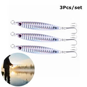 3Pcs Sea Fishing Silver Metal Minnow Mackerel Spinners Lures Baits 21gm - Picture 1 of 4