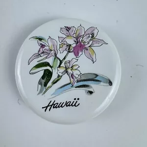Hawaii Orchid 2" Refrigerator Magnet White Round Souvenir Flowers Floral - Picture 1 of 4