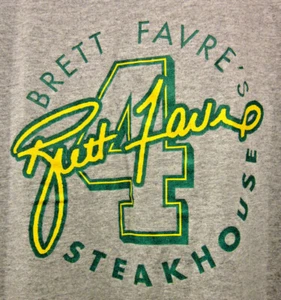BRETT FAVRE STEAKHOUSE tee XL Green Bay football T shirt #4 defunct Wisconsin - Picture 1 of 5