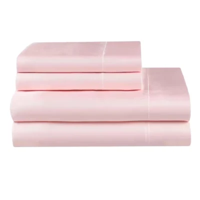 4-Piece Pink Satin King Sheet Set - Image 1 of 4