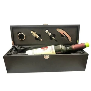 StorageMate Wooden Wine Box With Tools - Corkscrew, Stopper, Spill Collar, Po... - Picture 1 of 2
