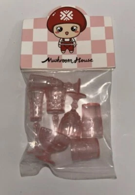 1/6 Scale Water Wine Cup Bowl Glass Miniature Dollhouse Plastic Pink Kitchen - Image 1 of 2