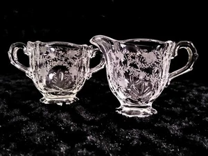 Fostoria "CHINTZ" Crystal Etched Creamer & Sugar, Baroque, EUC! - Picture 1 of 3