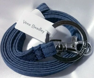 Vera Bradley's ID LANYARD in MOONLIGHT NAVY, Cotton, Key Ring, Lobster Clasp NWT - Imagen 1 de 5