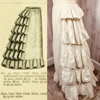 1900s True Victorian Bustle Petticoat White Soft Wearable Cotton Ruffle Tiers XS - Image 1 of 4