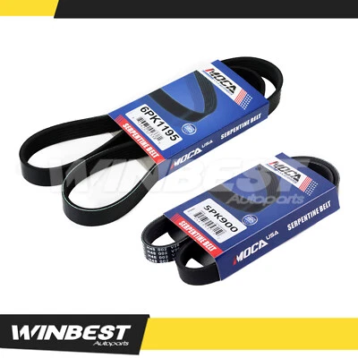 2 Pcs Drive Belt fit 02-05 Hyundai XG350 Kia Sedona 3.5L DOHC Alternator-A/C-PS - Image 1 of 4