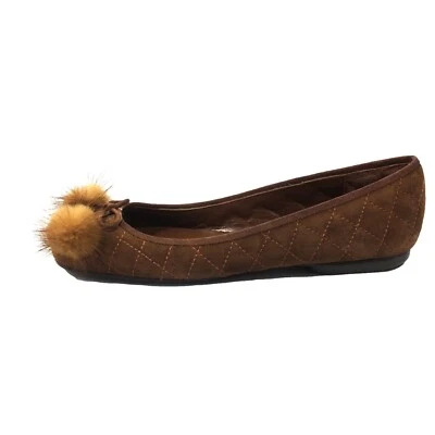 NEW!  DELMAN Quilted Suede Mink Tassel Ballet Flat Caramel Sz 6.5 - Image 1 of 4
