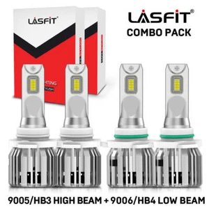 Lasfit 9005 9006 LED Headlight Bulbs Combo High Low Beam 6000K Super Bright 4pcs - Picture 1 of 10