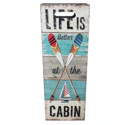 Mobili Rebecca Porta Ombrello Ombrelli Canvas Legno Grigio Celeste 50x21x21