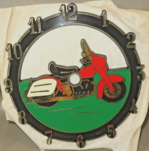 VINTAGE 1986 Ramar IND Plastic Clock Face Red Motorcycle 6"x5.75" - Picture 1 of 1