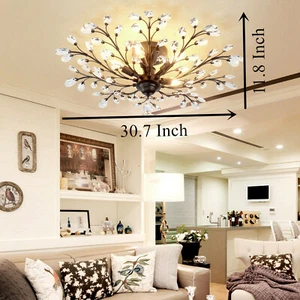 Vintage Crystal Pendant Lamp Flower Ceiling Light Fixture Chandelier Bedroom NEW - Picture 1 of 24