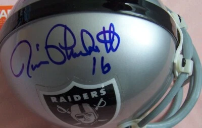 Jim Plunkett Napoleon McCallum autograph signed Oakland Raiders mini helmet JSA - Image 1 of 2