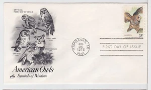 TurtlesTradingPost- Barred Owl 1978 #1762 FDC- Artcraft Cachet - Picture 1 of 1