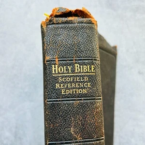 Holy Bible Scofield Reference Edition Antique Leather Bible 1917 As Is - Imagen 1 de 18