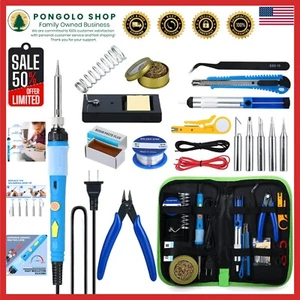 Complete 18-in-1 Soldering Kit with Adjustable Temperature for Pros & Beginners - Picture 1 of 8