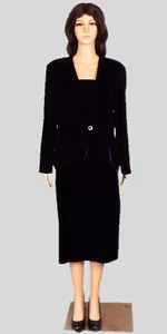 VELVET! PATRA/SK & COMPANY size 12 black 2-piece set jacket/skirt all synth. DC - Picture 1 of 15