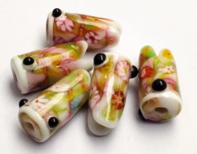 10 piezas exquisitas cuentas de vidrio de murano hechas a mano marrón amarillo pez 10*20 mm Foto 1 de 4