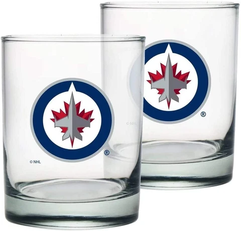 Winnipeg Jets Rocks Glass Set of Two 13.5oz NHL Hockey - Mustang Glassware Cover