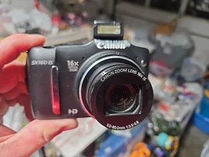 Canon Powershot sx160 è fotocamera digitale 16.0mp nera, funziona ma necessita di riparazione - Foto 1 di 24