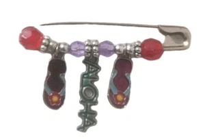 Vtg. Aloha Safety Pin Bead Dangle Summer Fun VACA. Brooch Homemade Handmade - Picture 1 of 2