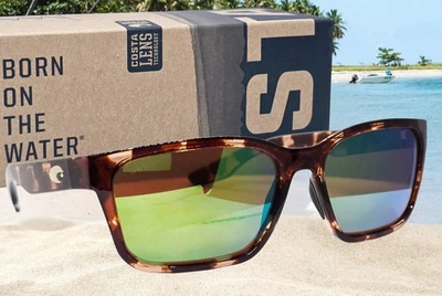 Gafas de sol COSTA DEL MAR coral tortuga/verde espejo PALMAS polarizadas 580G ¡NUEVAS! Foto 1 de 4