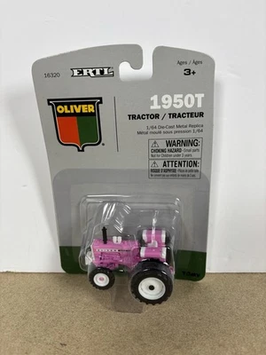 Oliver 1950T Turbo Charged Pink Tractor w FWA & Rear Duals 1/64 by Ertl/Tomy - Image 1 of 2
