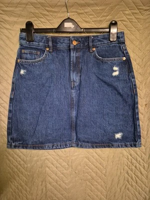 Women’s Denim Skirt, Size 10, F&F, Distressed Denim Blue, Preloved  - Image 1 of 4