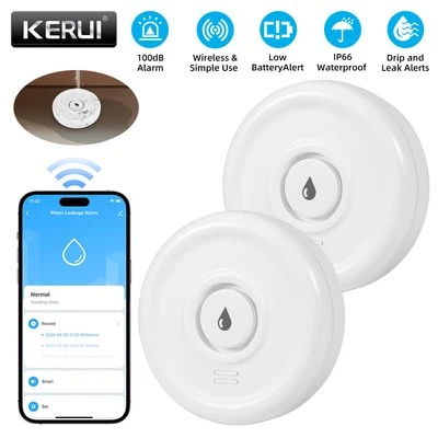 2 Pack Smart Water Leak Sensor Detector APP Alarm WiFi Home Water Leak Detector - Image 1 of 4