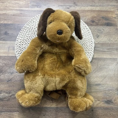Brown Puppy Dog Plush Backpack 14” Zip Closure Adjustable Straps - Image 1 of 4