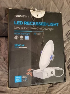 TorchStar 12W 6-Inch Ultra-Thin LED Recessed Downlight, 5000K Daylight, 6-Pack - Picture 1 of 5