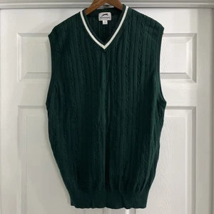 Chaleco de golf Slazenger para hombre sin mangas talla L verde blanco tejido en tubo cuello en V - Imagen 1 de 9