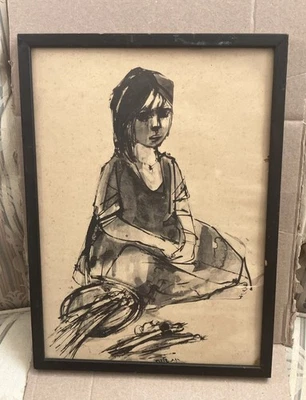 Original RUTH SCHLOSS Mixed Media PAINTING - Listed ISRAELI Artist 14.5"x10.5" - Image 1 of 4