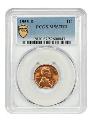 Centavo Lincoln 1955-D 1C graduación profesional MS67RD (reverso de trigo) Foto 1 de 4