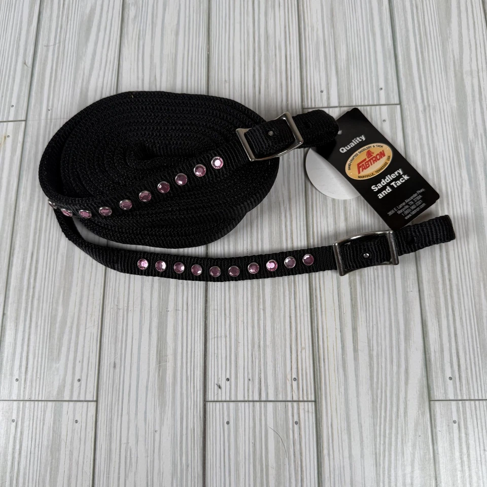 Nuevas riendas divididas Fabtron negras de nailon JOYAS ROSAS 5/8” X 7” #6818-23 Foto 1 de 4