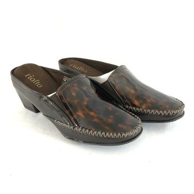 Rialto Mujer Mules Tacones Bloque Sin Cordones Marrón Negro Talla 7.5 Foto 1 de 4