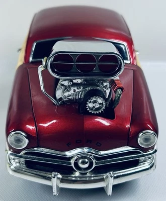 MUSCLE MACHINES 1950 Ford Woody Burgundy And Wood SLAMMED Custom 1/18 - Image 1 of 4