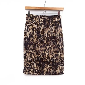 Elie Tahari Skirt 6 Silk Animal Print Straight Pencil Slit Stretch Preppy Chic - Picture 1 of 5