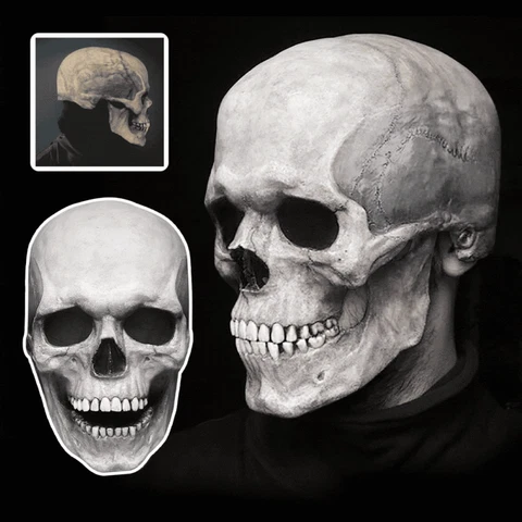 Movable Full Head Skull Mask/helmet With Movable Jaw Horror Helmet Halloween Cover