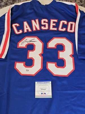 Jose Canseco Autographed/Signed Jersey PSA/DNA COA Blue Custom Jersey  - Image 1 of 4