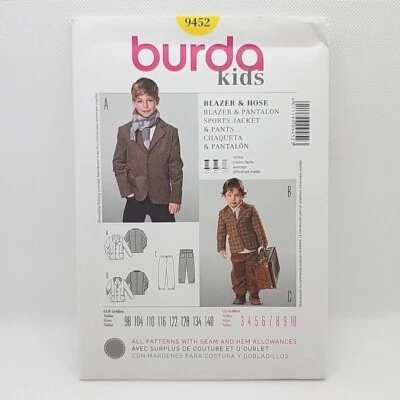 Burda 9452 Childs Boys Sport Jacket And Pants Sewing Pattern Size 3-10 Uncut - Image 1 of 4