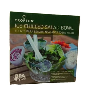 Crofton Iced Chilled Plastic Salad Bowl w/ Utensils - New, Open Box - Picture 1 of 6