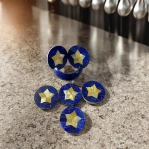 Lapis Lazuli Coaster Set with Holder Handmade Art Mother of Pearl Real Stone Dec - Picture 1 of 7