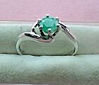 Handcrafted Genuine 5mm Round Shape Emerald Sterling Silver 925 Ring skais