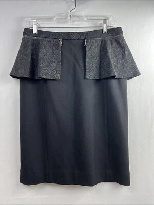 Falda lápiz Etcetera brocado para mujer recta talla 6 negra con ribete de cachemira forrada Foto 1 de 4