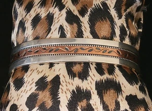 Bracciale vintage in argento sterling e foglia di rame intarsiata. Fai un'offerta! #524 - Foto 1 di 6