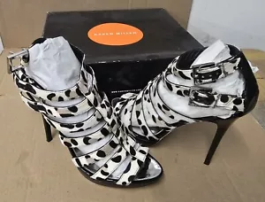 Karen Millen Leopard Print Pony Skin Strappy Cage Sandals Shoes 38 UK5 BNIB - Picture 1 of 4