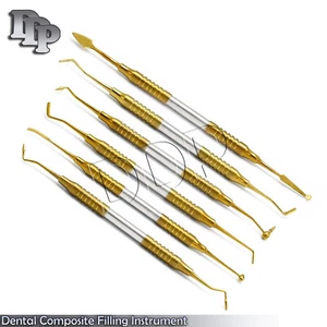 6 Pcs Dental Composite Filling Instrument Gold Titanium Coated Restorati DN-2189 - Picture 1 of 3