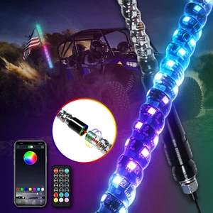 3FT RGB LED Spiral Whip Lights Antenna Neon Lamp App Remote Control For ATV UTV - Bild 1 von 9