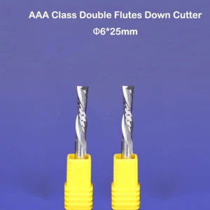 2 Stck. AAA Downcutter Doppelflöte Spirale linke Hand CNC Fräser Fräsen Bit 6 × 25 mm - Bild 1 von 1