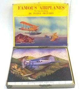 VINTAGE 6 FAMOUS AIRPLANES JIG PUZZLE SET by The Platt & Munk Co. Inc. 1941 USA - Picture 1 of 10